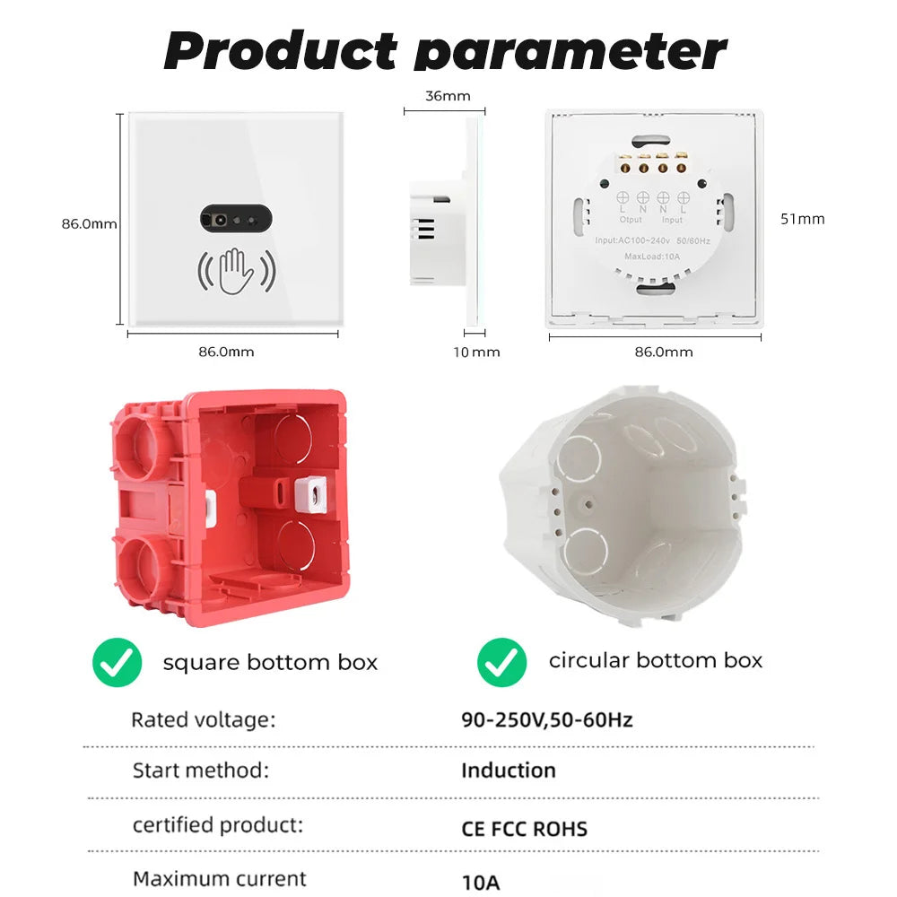 SMATRUL Wall Smart Light Switch Infrare IR Sensor No Need Touch EU UK 220V 110V Glass Screen Panel Electrical Power On Off Lamp