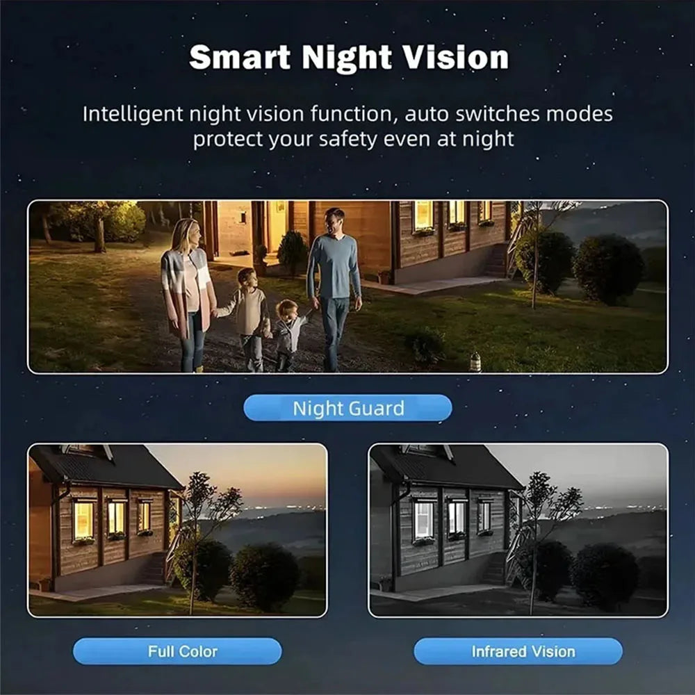 WiFi IP Camera Outdoor 12MP 6K Triple Lenses Triple Screens Waterproof Night Vision Home Security CCTV Video Surveillance Cam