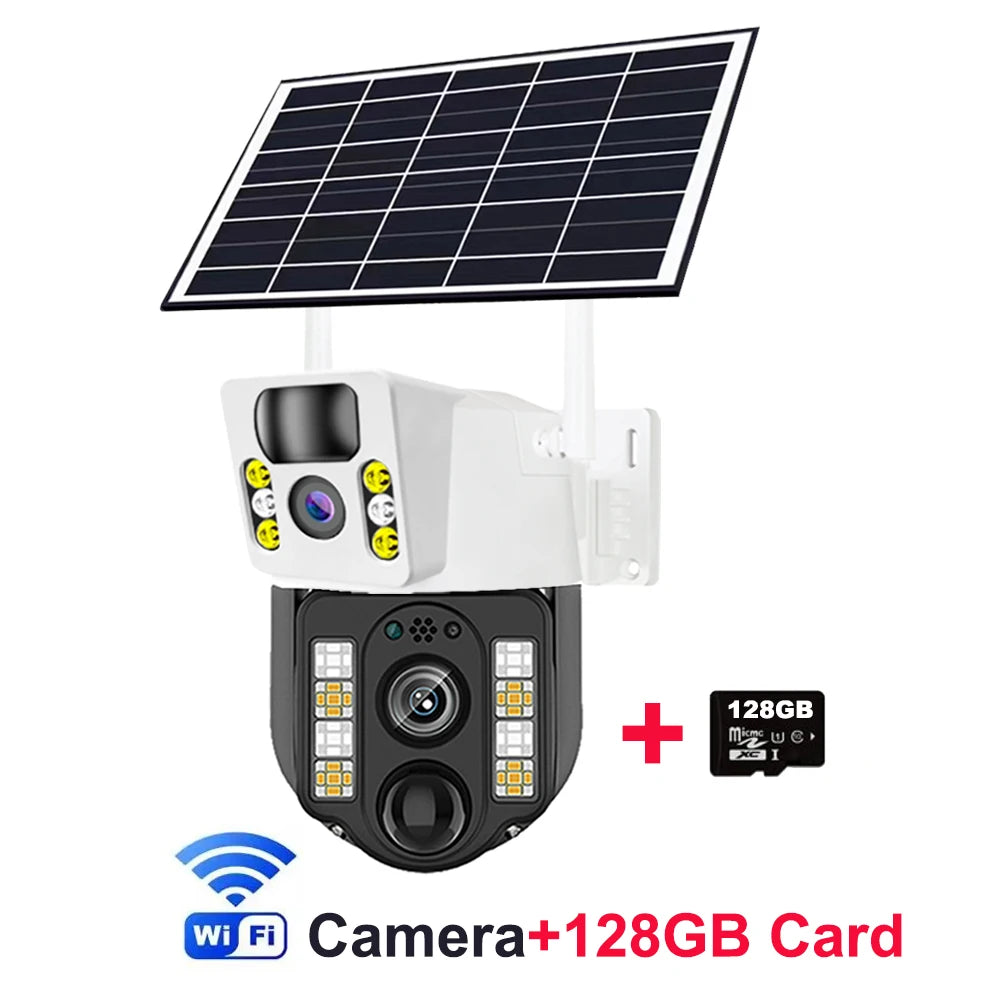 4K 8MP Dual Lens Solar 4G WiFi Camera Wireless Battery Low Powered IP Camara PIR Motion Detect External CCTV Video Surveillence