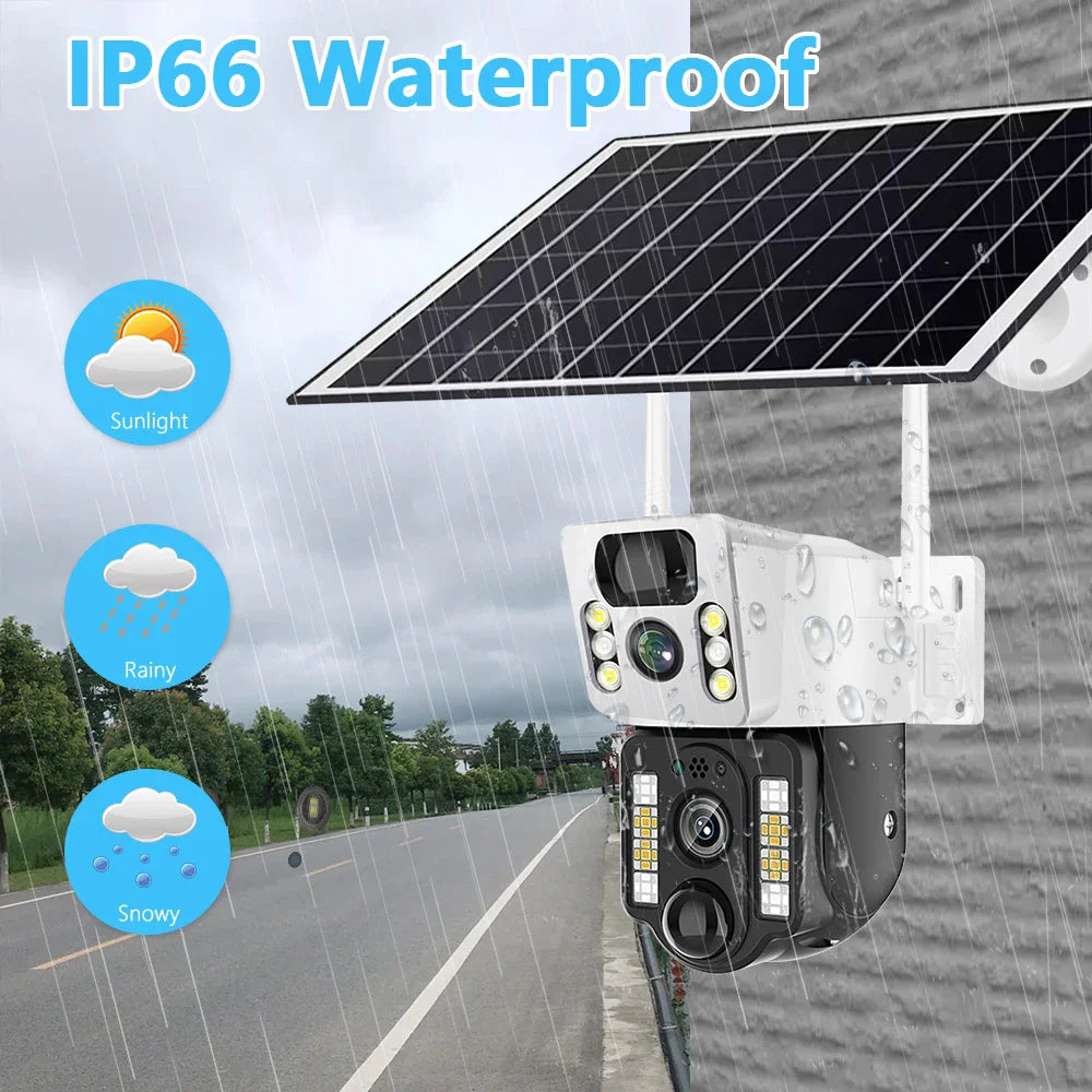 4K 8MP Dual Lens Solar 4G WiFi Camera Wireless Battery Low Powered IP Camara PIR Motion Detect External CCTV Video Surveillence