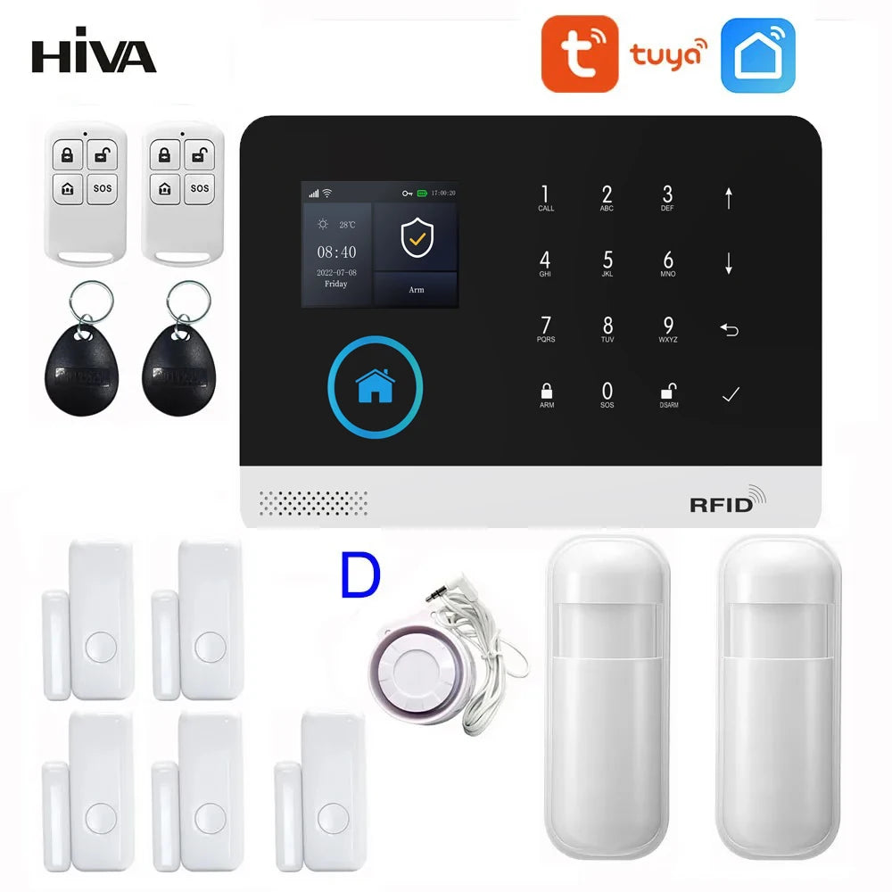 PG-103 Home Security Alarm System Wifi GSM Alarm Intercom Remote Control Autodial 433MHz Detectors IOS Android Tuya APP Control