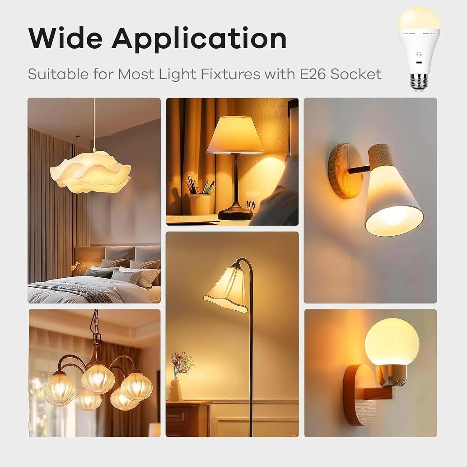 USB-C Rechargeable Light Bulb with Remote Control 5V 7W E27 Smart Battery BulbTouch Control Dimmable LED Bulbs with Timing
