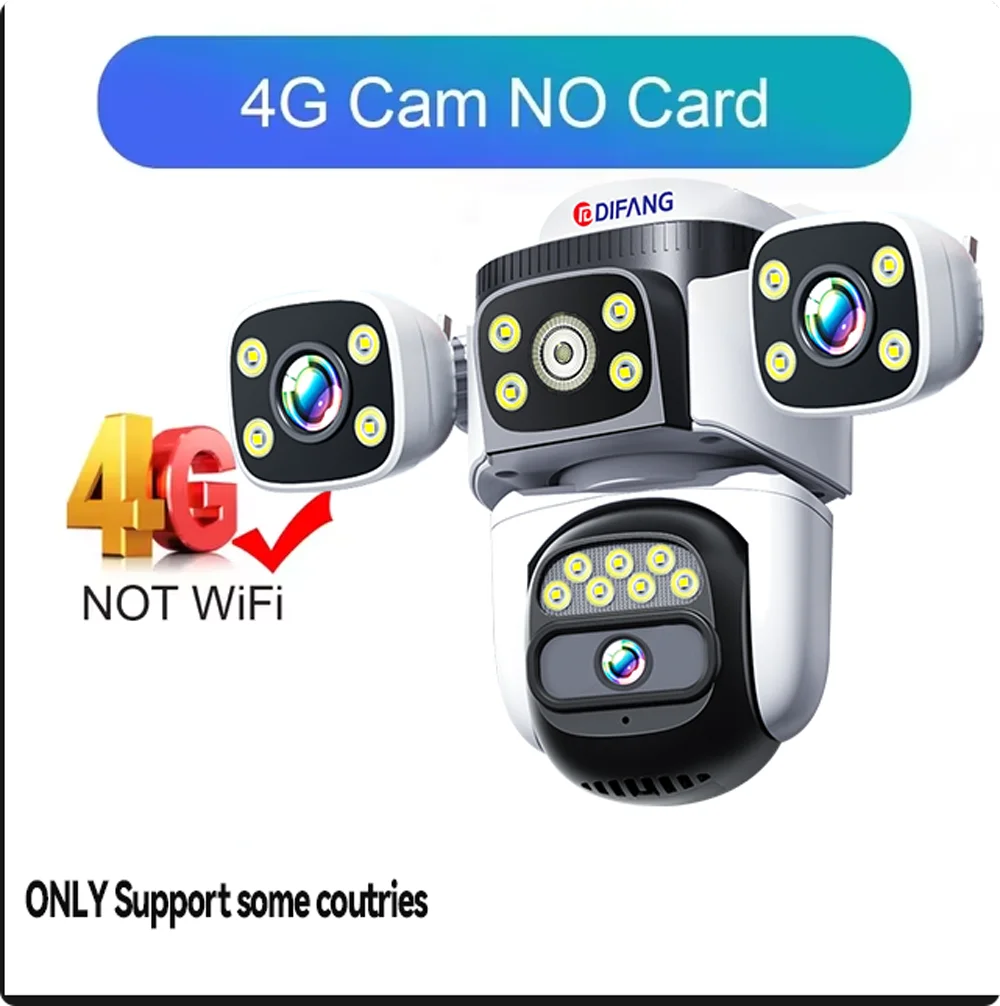 8K 15MP 4G Solar Camera wireless Three Lens Three Screen CCTV Security Protection PIR Solar Cam External  IP Camera Outdoor