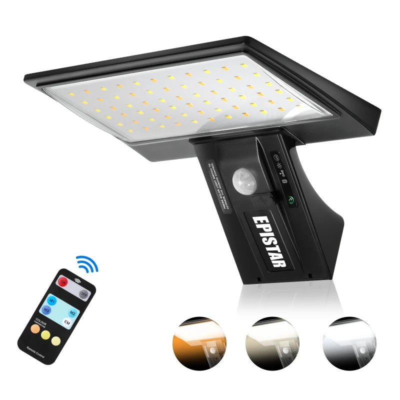Solar Security Lights Solar Flood Lights Outdoor Waterproof with Motion Sensor 4 Modes 90 LEDs Wall Lights for Porch Yard Garden