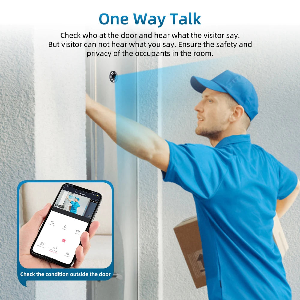 Sectyme Tuya Smart Home Digital Door Peepholes WiFi 1080P Doorbell Camera