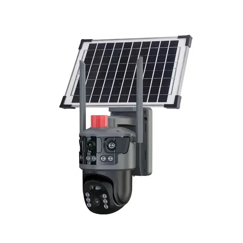 Wireless Solar Powered Security Camera V380 3MP 4G Wifi Outdoor IP Cam with Dual Screen Surveillance Lights