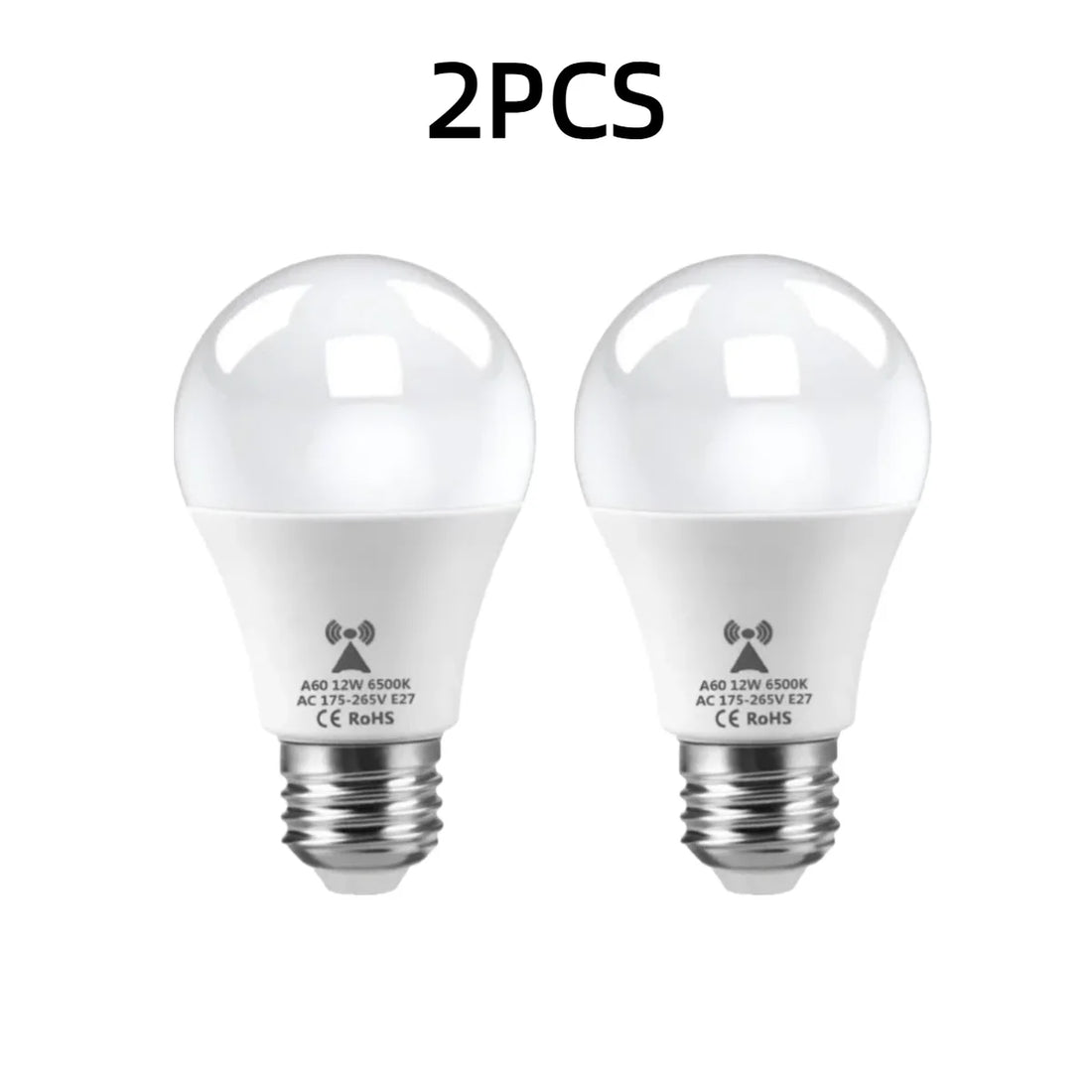 2PCS/Pack Smart E27 6500K Radar Motion Sensor LED Bulbs AC85V-265V Lamp Only Light Up at Night/Dark Energy-Saving