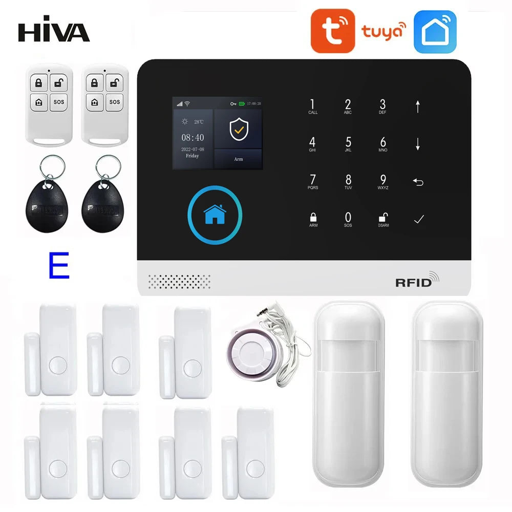 PG-103 Home Security Alarm System Wifi GSM Alarm Intercom Remote Control Autodial 433MHz Detectors IOS Android Tuya APP Control