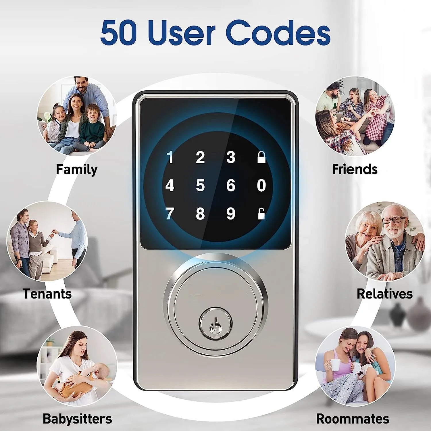 Keyless Entry Door Lock 50 User Codes