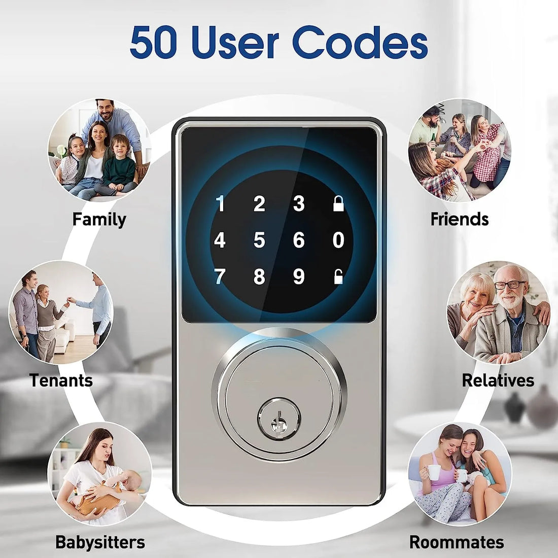 Keyless Entry Door Lock 50 User Codes