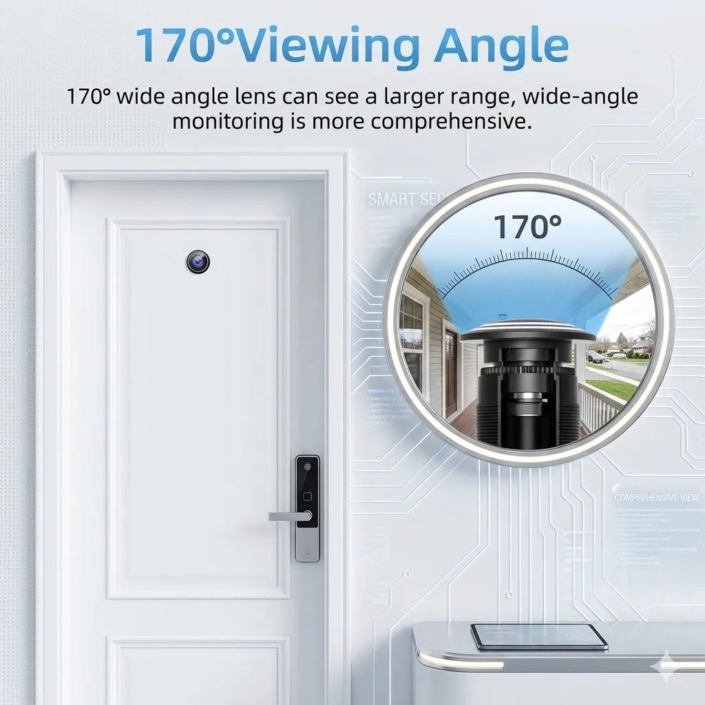 3MP 2K  WiFi Video Door Viewer Peephole Camera, 170° WideAngle