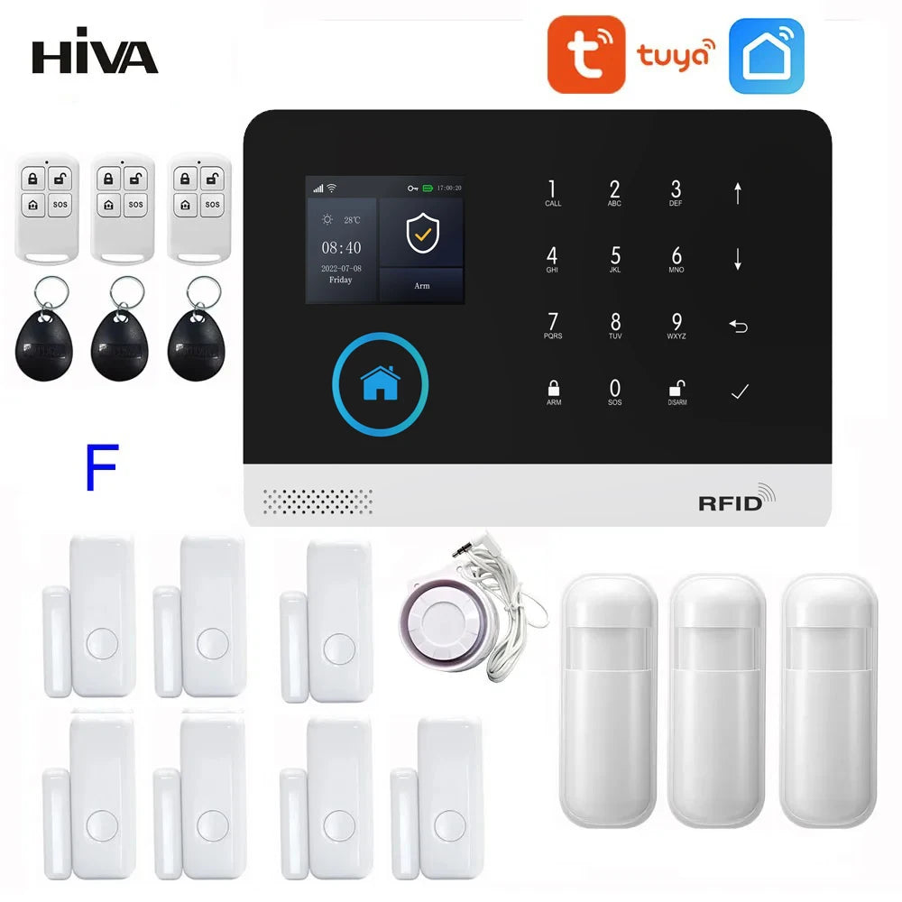 PG-103 Home Security Alarm System Wifi GSM Alarm Intercom Remote Control Autodial 433MHz Detectors IOS Android Tuya APP Control
