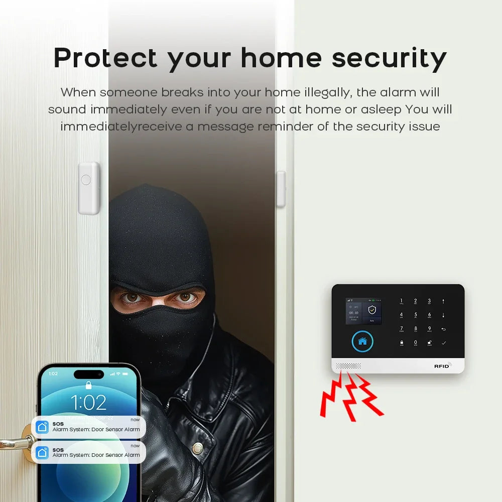PG-103 Home Security Alarm System Wifi GSM Alarm Intercom Remote Control Autodial 433MHz Detectors IOS Android Tuya APP Control