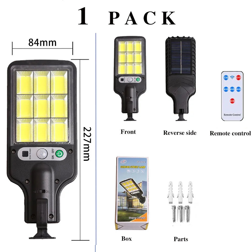 Solar Powered Security Lights 108LED Outdoor Wall Lamp with 3 Modes PIR Motion Sensor Waterproof for Outdoor Yard Fence Path