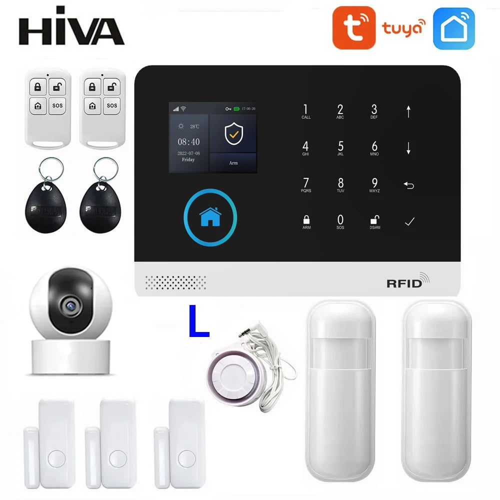 PG-103 Home Security Alarm System Wifi GSM Alarm Intercom Remote Control Autodial 433MHz Detectors IOS Android Tuya APP Control