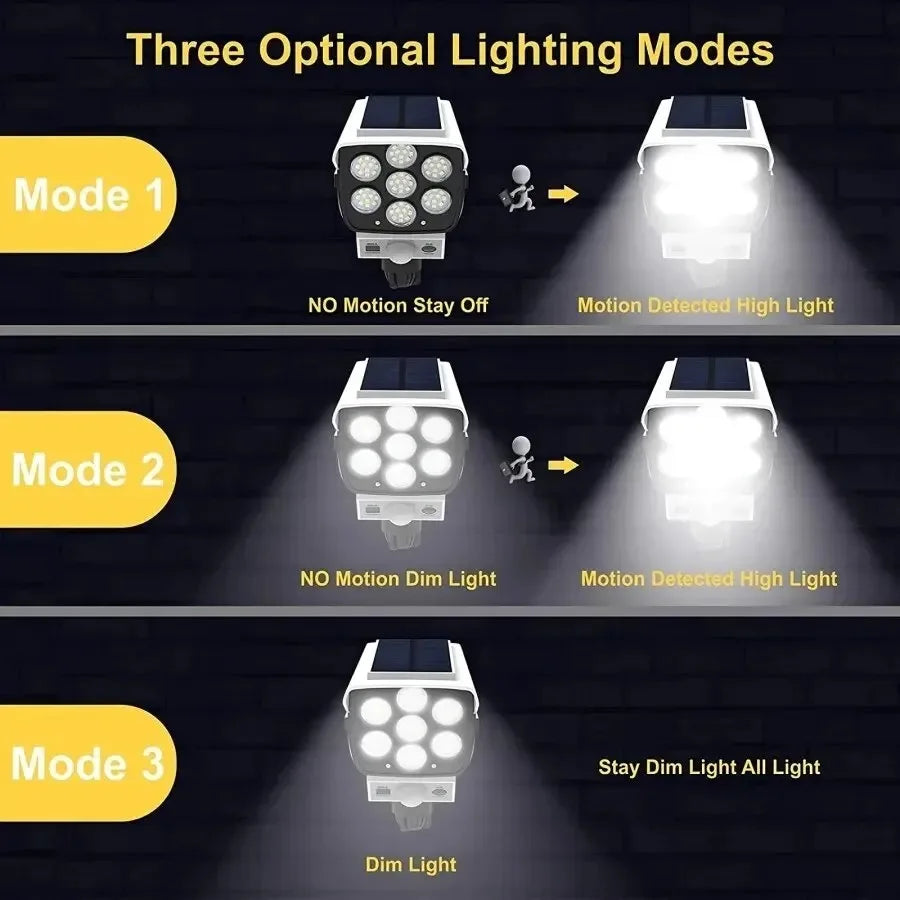 Solar Street Lights Outdoor Waterproof Security Motion Sensor LED Lamp with 3 Lighting Mode Solar Lights for Garden Path Decor
