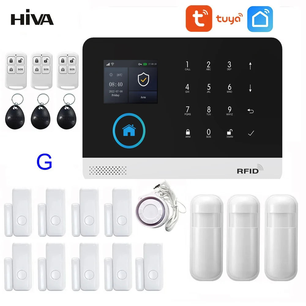 PG-103 Home Security Alarm System Wifi GSM Alarm Intercom Remote Control Autodial 433MHz Detectors IOS Android Tuya APP Control