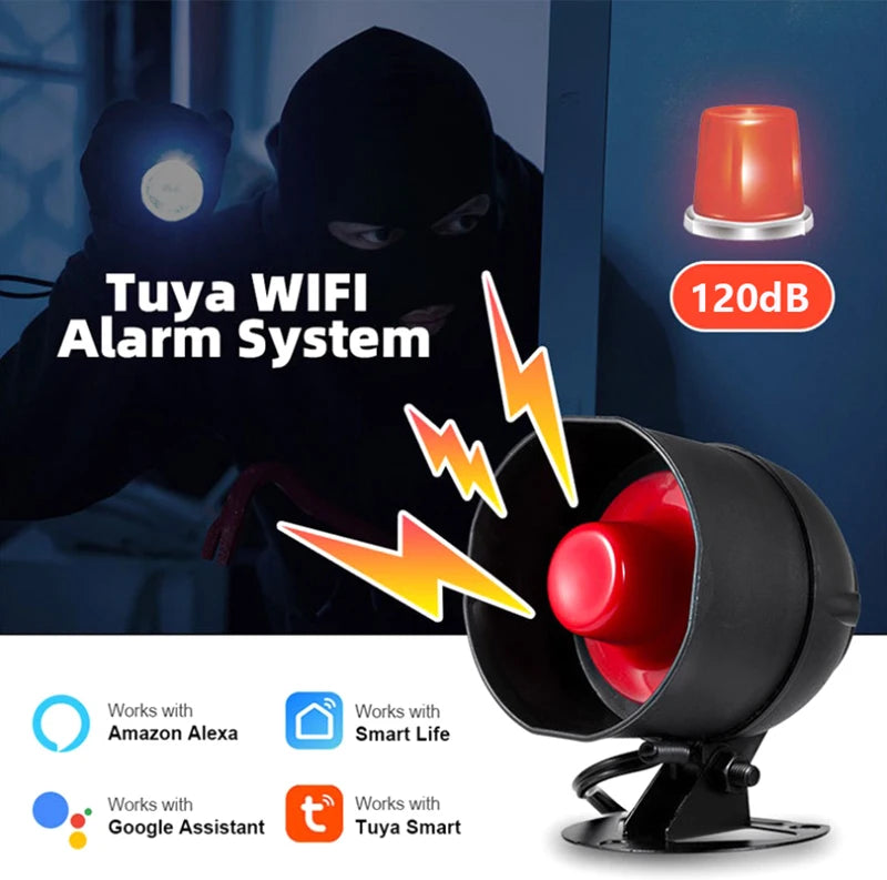 WiFi Siren Alarm System Wireless Loud Sound Alert Siren Kit Smart Life Siren Compatible For Home Security