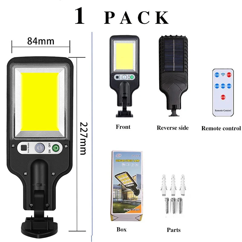 Solar Powered Security Lights 108LED Outdoor Wall Lamp with 3 Modes PIR Motion Sensor Waterproof for Outdoor Yard Fence Path