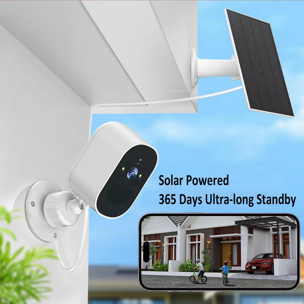Wireless Solar Camera WiFi Outdoor 1080P Solar Battery Powered Security Camera Waterproof Night Vision PIR Human Detection