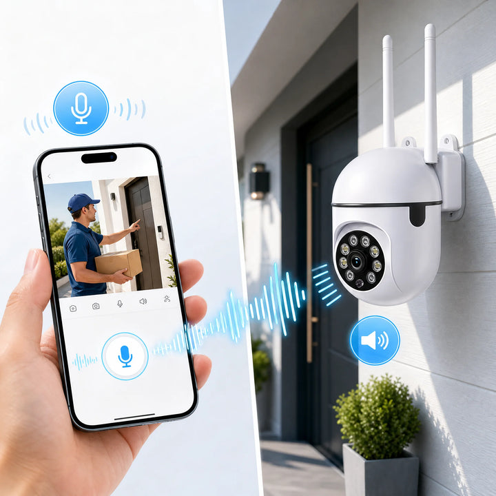 1Wireless PTZ Security Camera 2.4G WiFi FHD Outdoor Indoor Monitor, Auto Human Tracking, IR Night Vision, Two-Way Audio, Motion