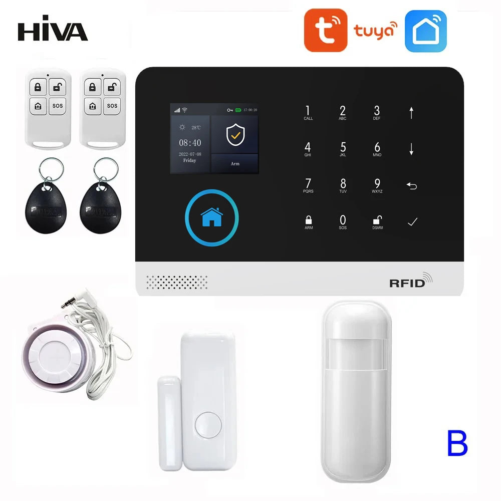 PG-103 Home Security Alarm System Wifi GSM Alarm Intercom Remote Control Autodial 433MHz Detectors IOS Android Tuya APP Control
