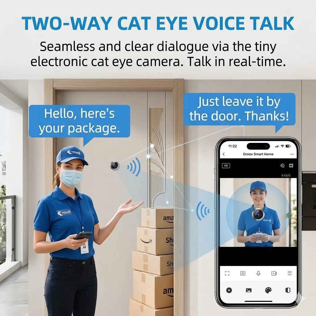 3MP 2K  WiFi Video Door Viewer Peephole Camera, 170° WideAngle