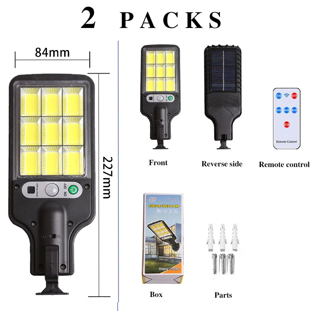 Solar Powered Security Lights 108LED Outdoor Wall Lamp with 3 Modes PIR Motion Sensor Waterproof for Outdoor Yard Fence Path