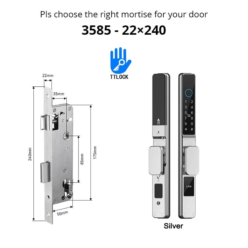 Slim 3.5cm Waterproof Aluminum Smart Door Lock