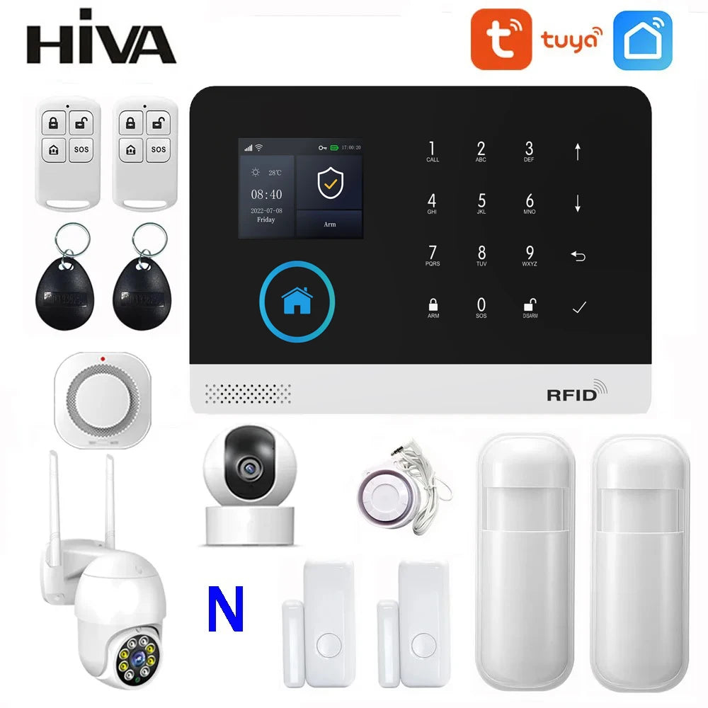 PG-103 Home Security Alarm System Wifi GSM Alarm Intercom Remote Control Autodial 433MHz Detectors IOS Android Tuya APP Control