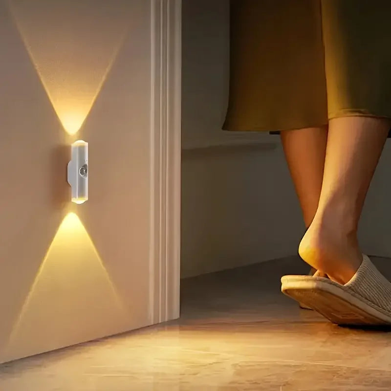 Smart Sensor Wall Light USB Rechargeable Motion Sensor Night Light LED Magnetic Spotlight for Bedroom Hallway Stairs