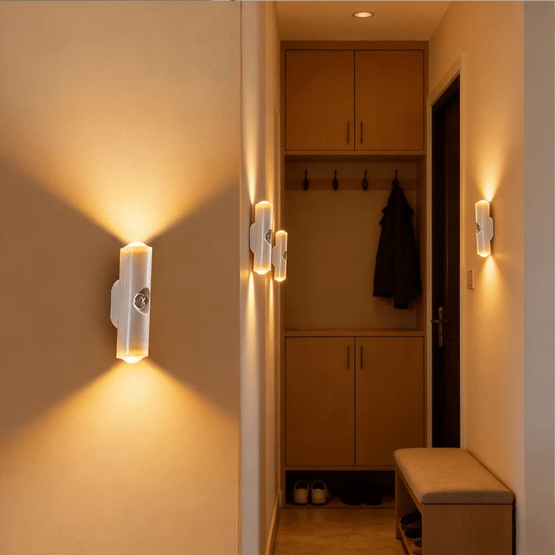 Smart Sensor Wall Light USB Rechargeable Motion Sensor Night Light LED Magnetic Spotlight for Bedroom Hallway Stairs