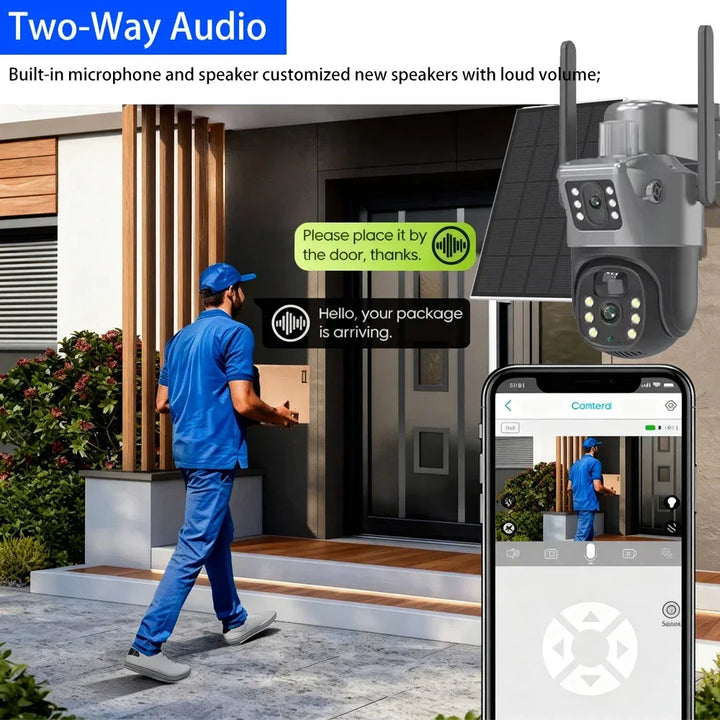 4K 8MP 5G&2.4GHZ WiFi Solar Camera Dual Lens Dual Screen CCTV Camaras PIR Detection EseeCloud Surveillance Battery PTZ Cameras