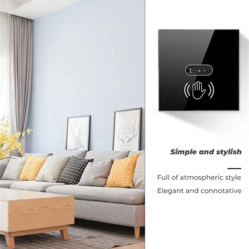 Smart Wall Light Switch Hand Sweep Sensor Infrared Sensor Switch Glass Display Panel Neutral Wire10A No Touch Needed ﻿