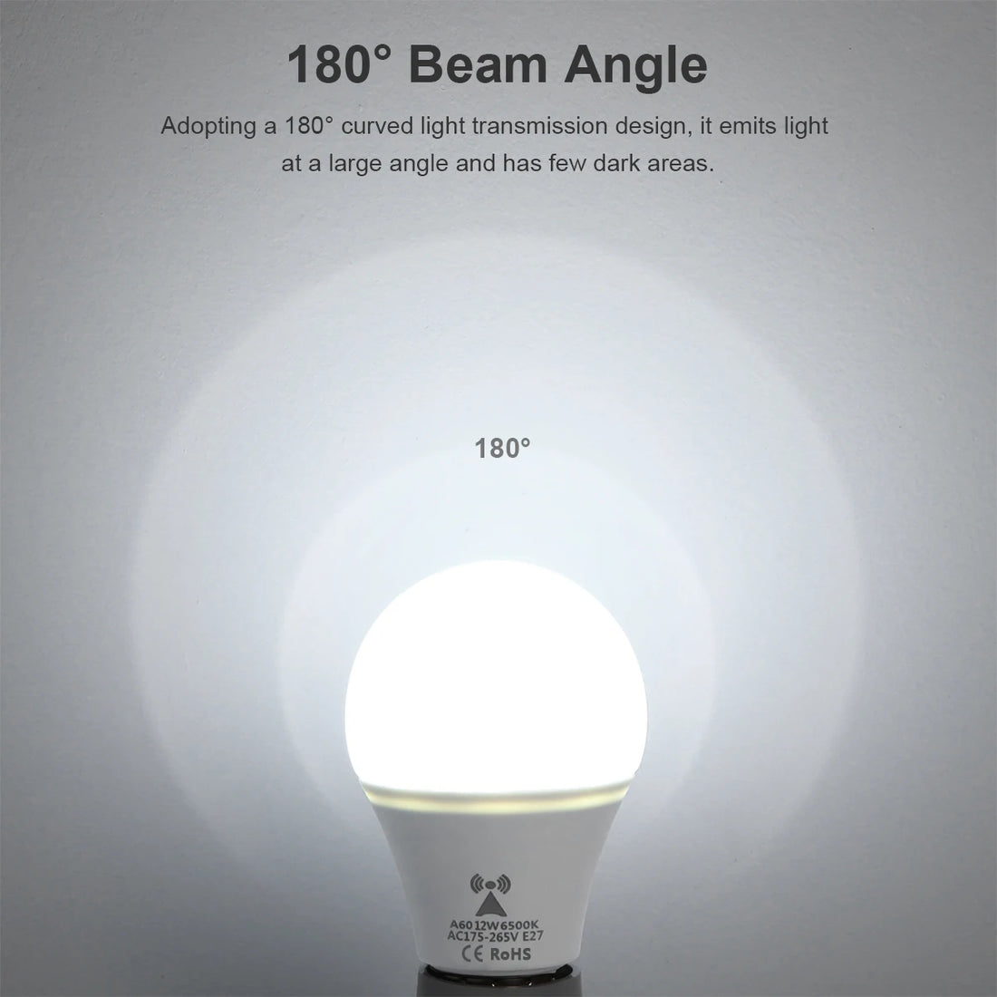2PCS/Pack Smart E27 6500K Radar Motion Sensor LED Bulbs AC85V-265V Lamp Only Light Up at Night/Dark Energy-Saving
