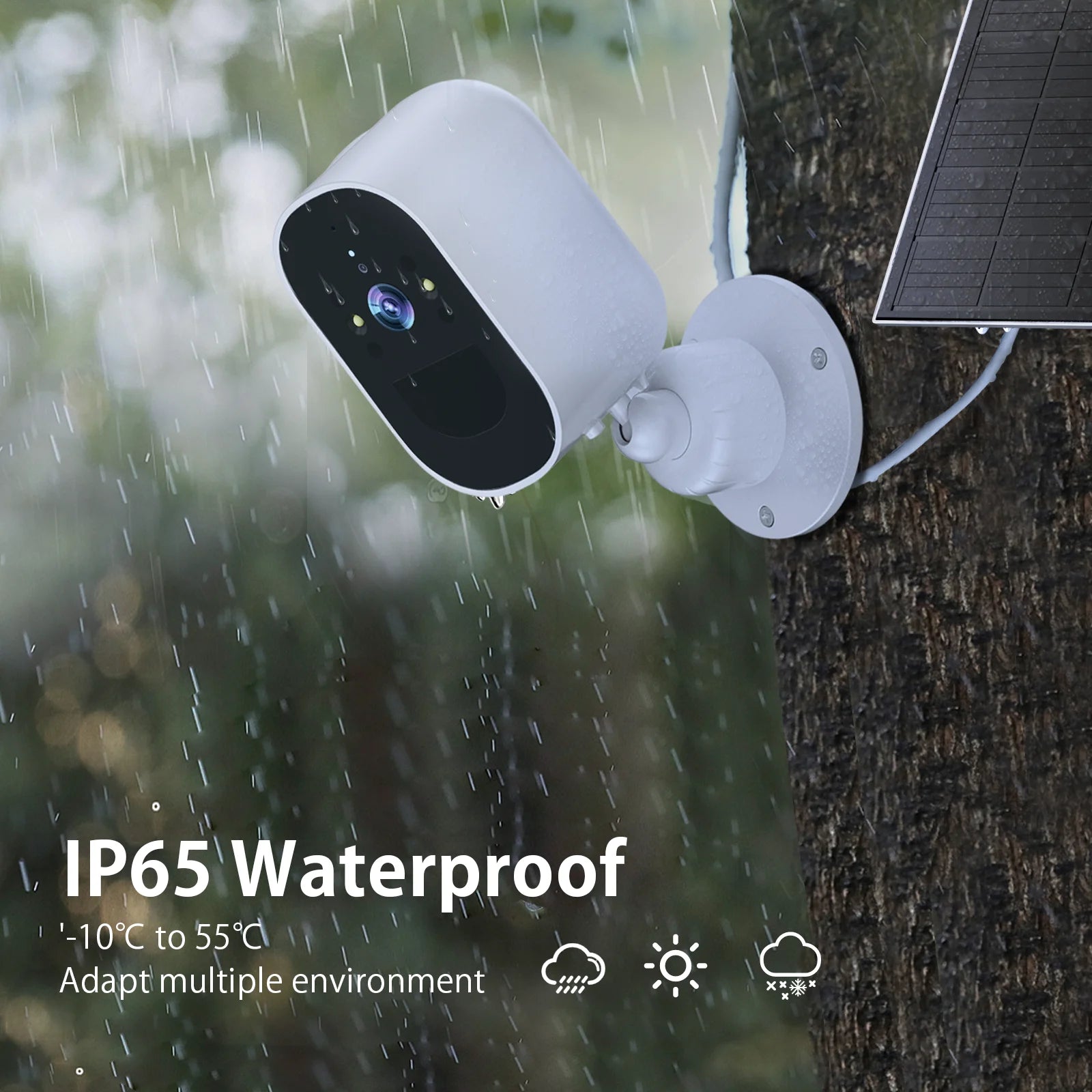 Wireless Solar Camera WiFi Outdoor 1080P Solar Battery Powered Security Camera Waterproof Night Vision PIR Human Detection