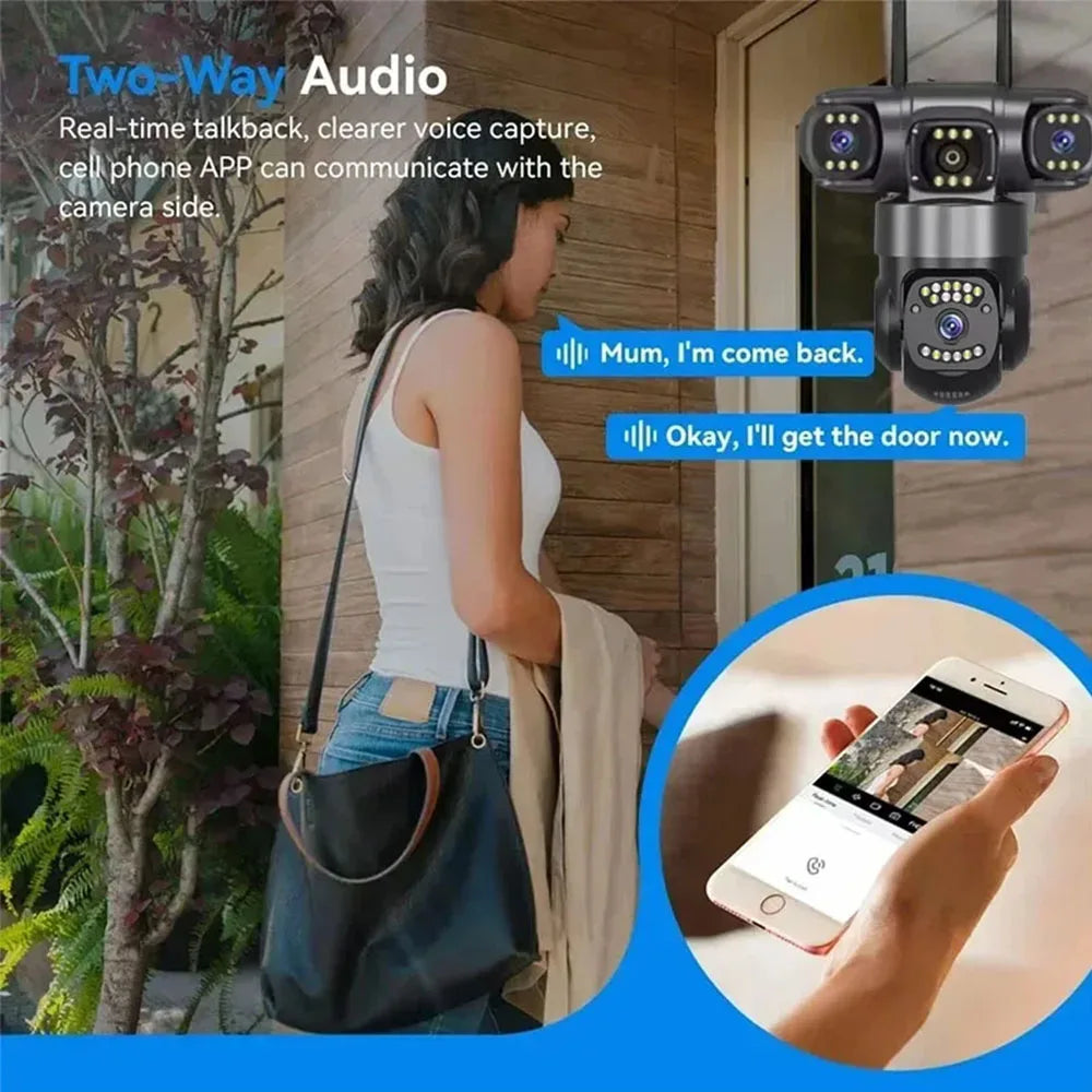 WiFi IP Camera Outdoor 12MP 6K Triple Lenses Triple Screens Waterproof Night Vision Home Security CCTV Video Surveillance Cam