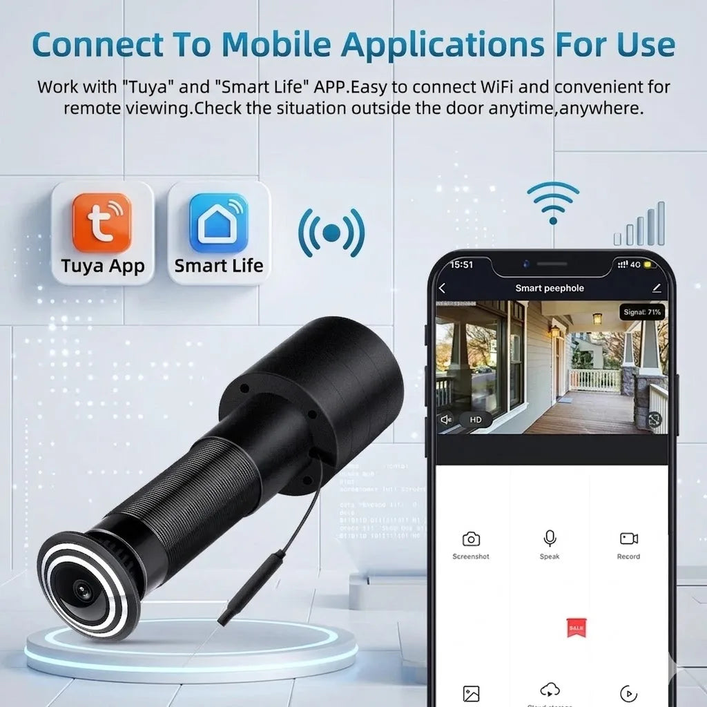 3MP 2K  WiFi Video Door Viewer Peephole Camera, 170° WideAngle