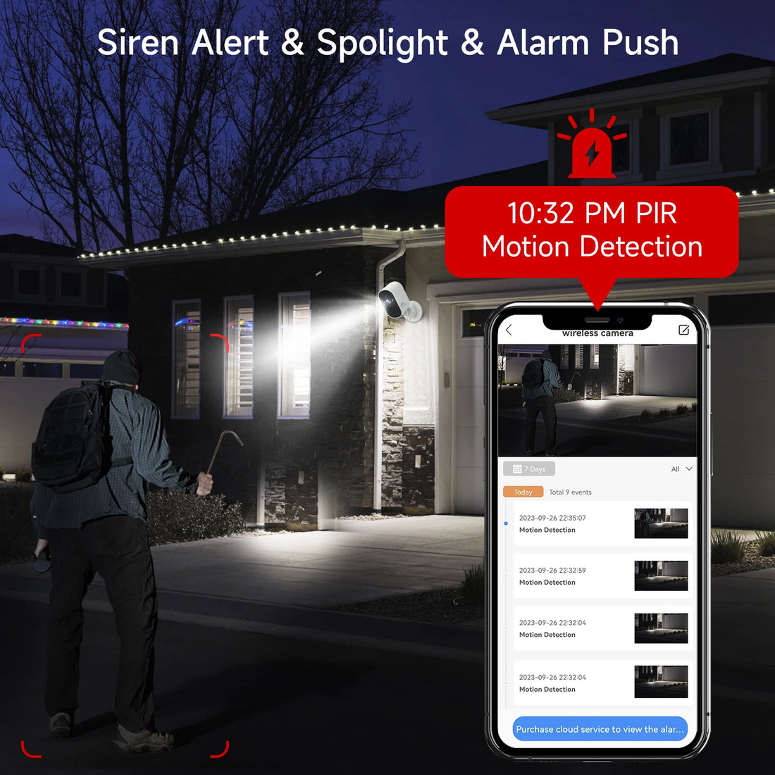 Wireless Solar Camera WiFi Outdoor 1080P Solar Battery Powered Security Camera Waterproof Night Vision PIR Human Detection