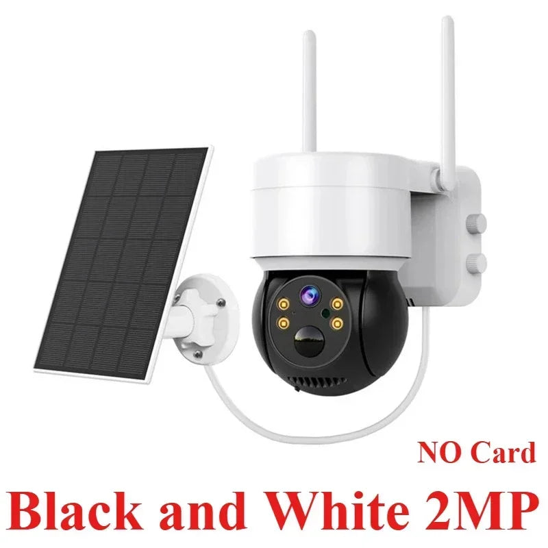 Solar Powered PTZ Security Camera, 2MP WiFi IP Camera with PIR 9m Trigger, 4600mAh Battery Two-Way Audio IP65 Outdoor