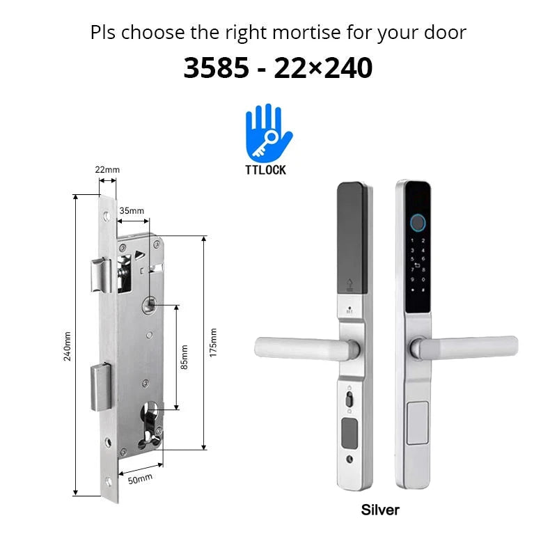 Slim 3.5cm Waterproof Aluminum Smart Door Lock