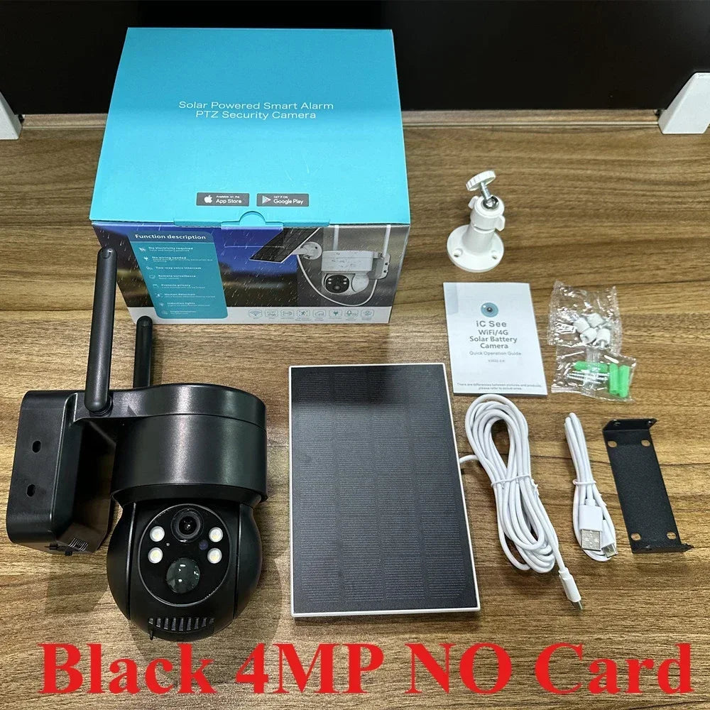 Solar Powered PTZ Security Camera, 2MP WiFi IP Camera with PIR 9m Trigger, 4600mAh Battery Two-Way Audio IP65 Outdoor