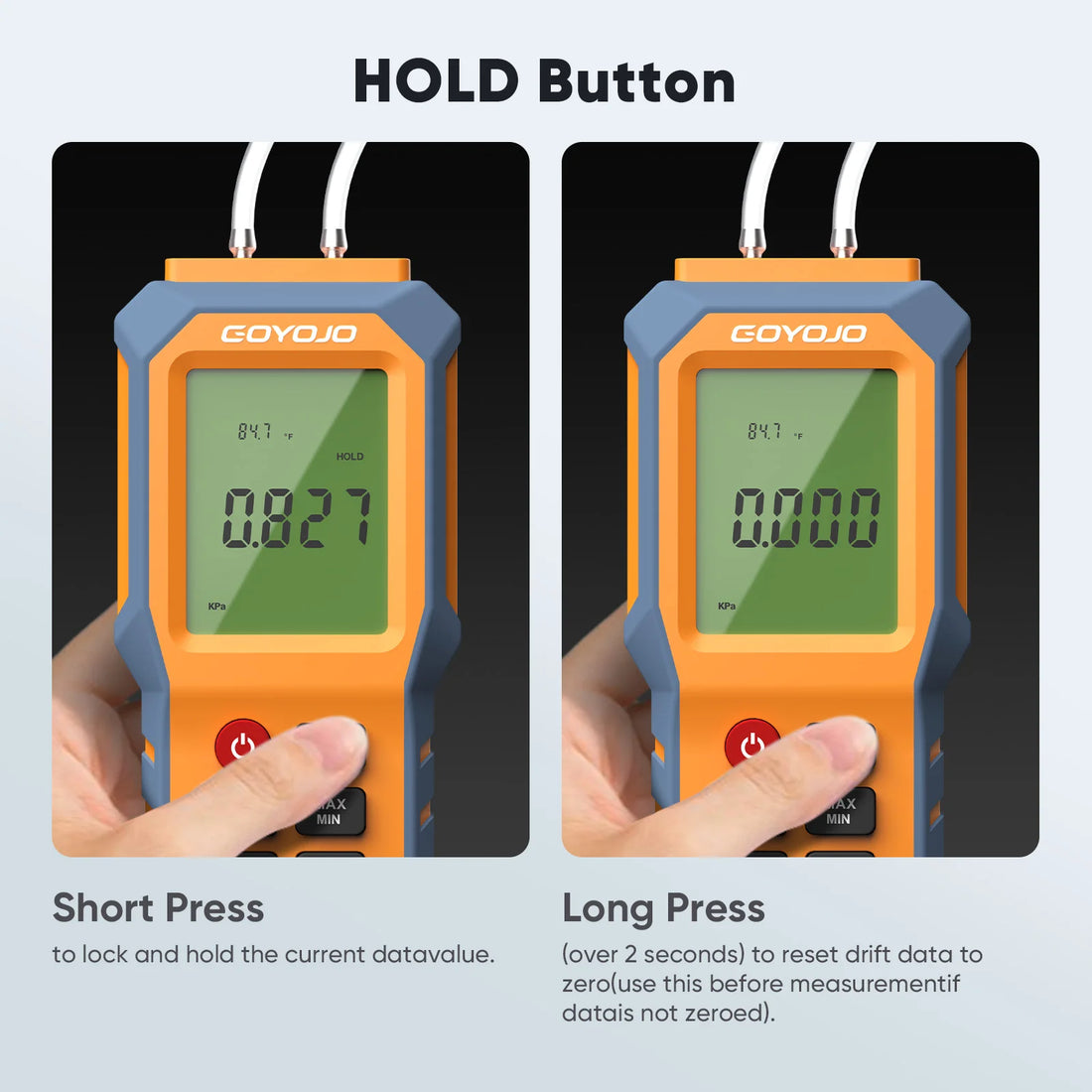 Pressure Gauge for Natural Gas Pipelines Ventilation Detection Air Digital Manometer Backlit Dual Port Gas Pressure Test