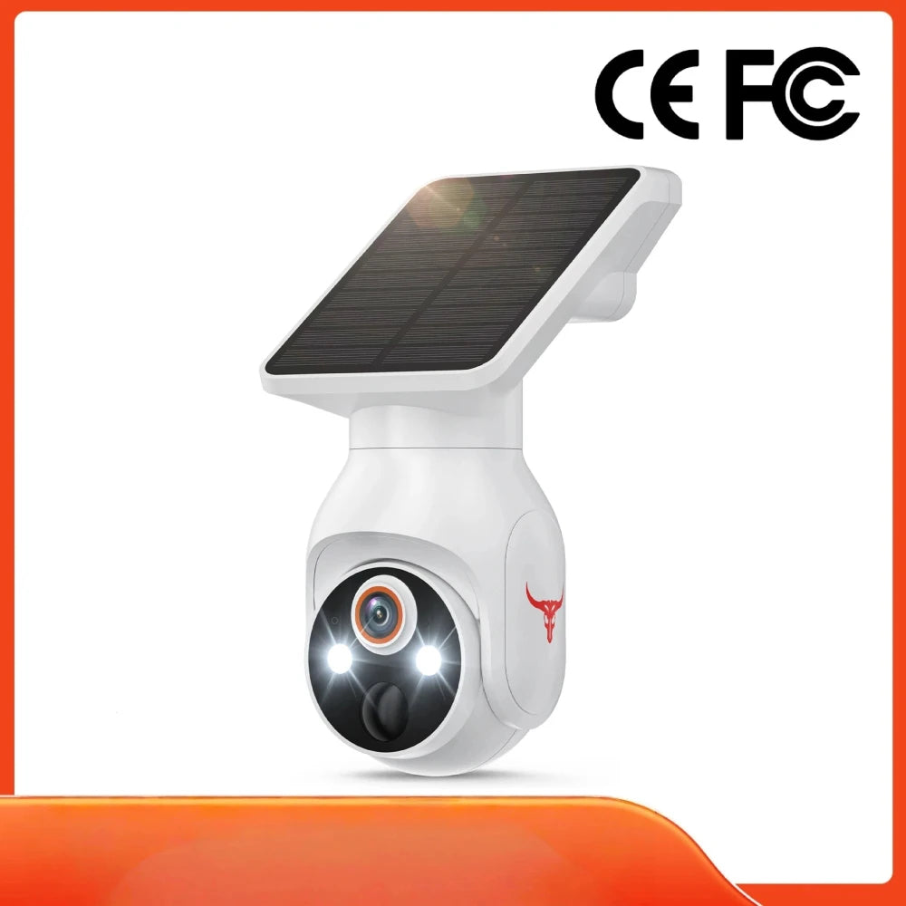 Bull Solar Powered Security Camera Hd Two Way Audio Wireless Outdoor Home Surveillance Waterproof Night Vision Motion Detection