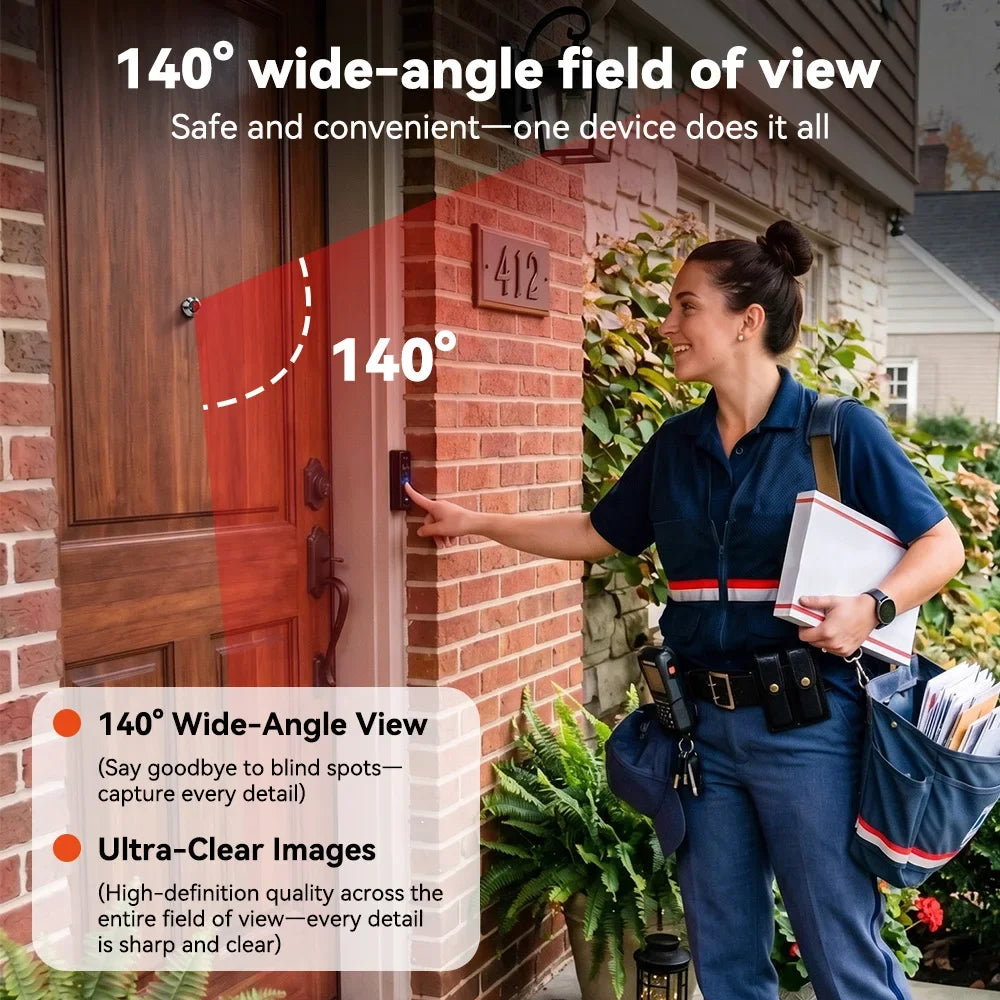 5 Inch WiFi Tuya Video Doorbell 1080P HD Peephole Camera 140°