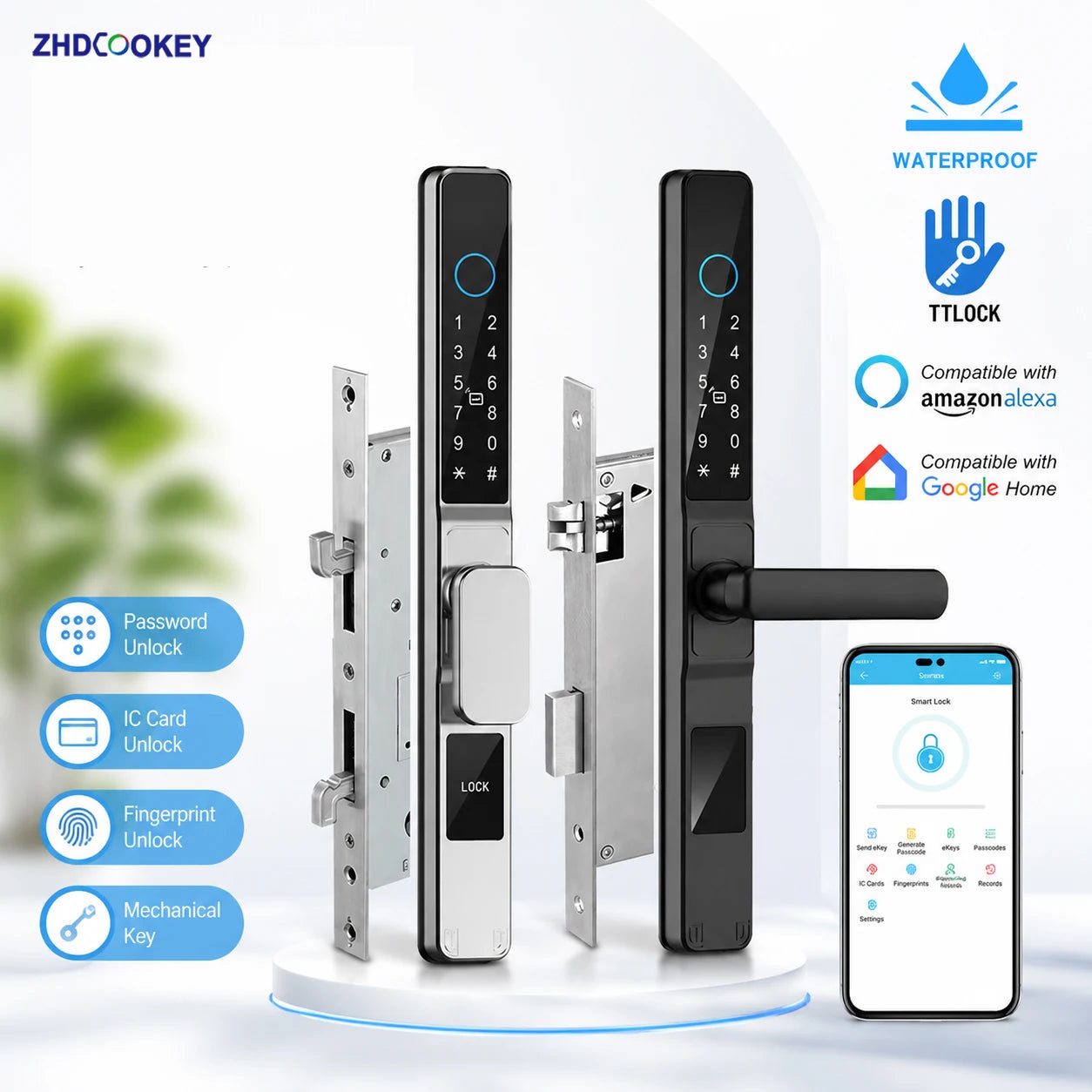 Slim 3.5cm Waterproof Aluminum Smart Door Lock
