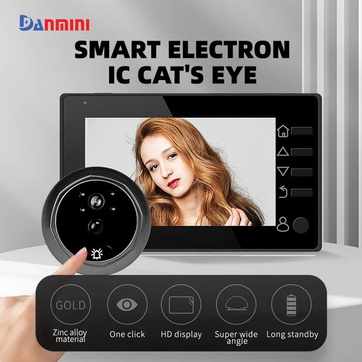 4.3 Inch HD Display Visual Peephole Video Doorbell 145 Degree Angel