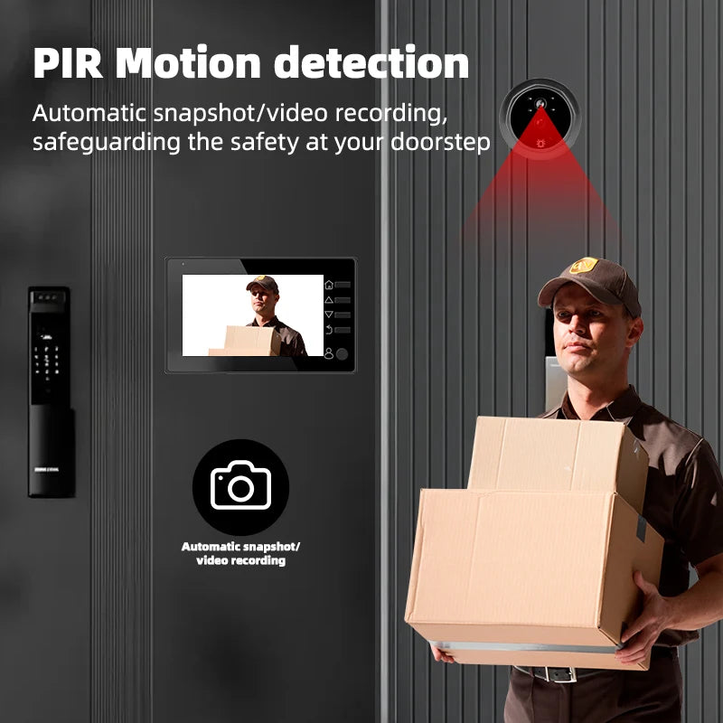 4.3 Inch HD Display Visual Peephole Video Doorbell 145 Degree Angel