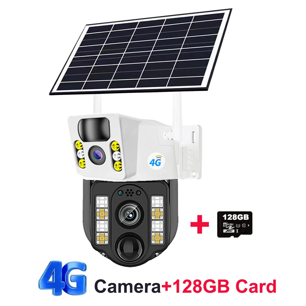 4K 8MP Dual Lens Solar 4G WiFi Camera Wireless Battery Low Powered IP Camara PIR Motion Detect External CCTV Video Surveillence