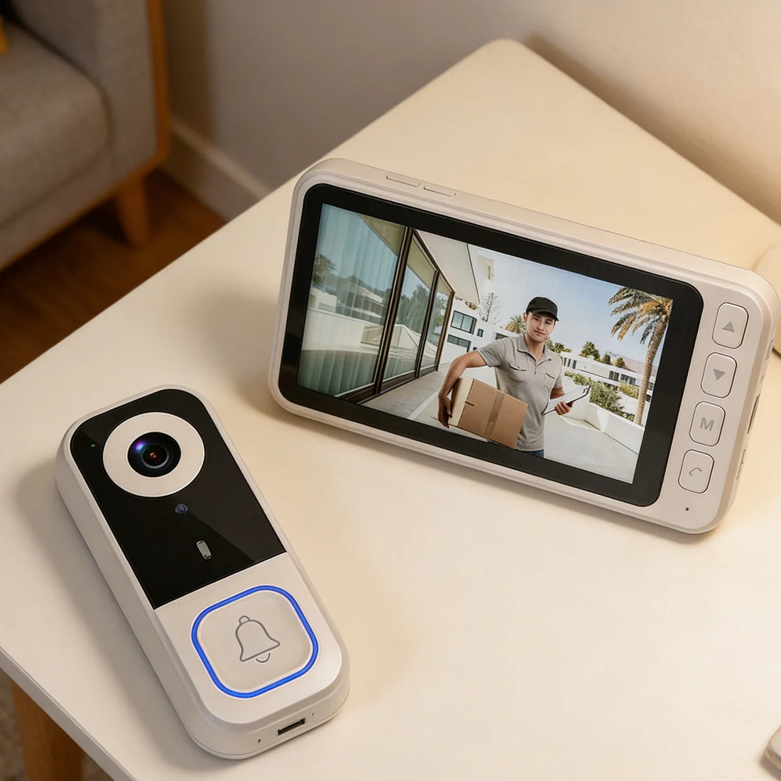 Wireless Doorbell Camera with Monitor Smart Video Doorbell 2-Way Audio Infrared Night Vision No WiFi Connection No APP Required